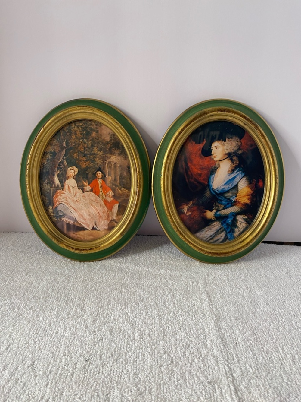 Vintage Italian Florentine Portrait Oval Frame  Italy green gold shabby chic